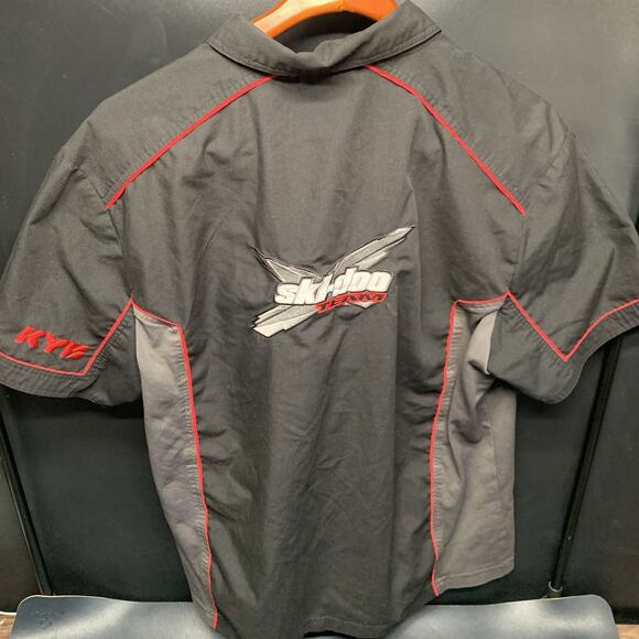 Vintage Ski-Doo Shirt Mens XL Black Gray Y2K Racing Team Work Shop Snap Up. G2 - Picture 5 of 10